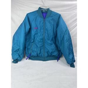 Vintage Columbia Jacket Large Teal Purple Bomber Reversible Nylon 90’s Y2K